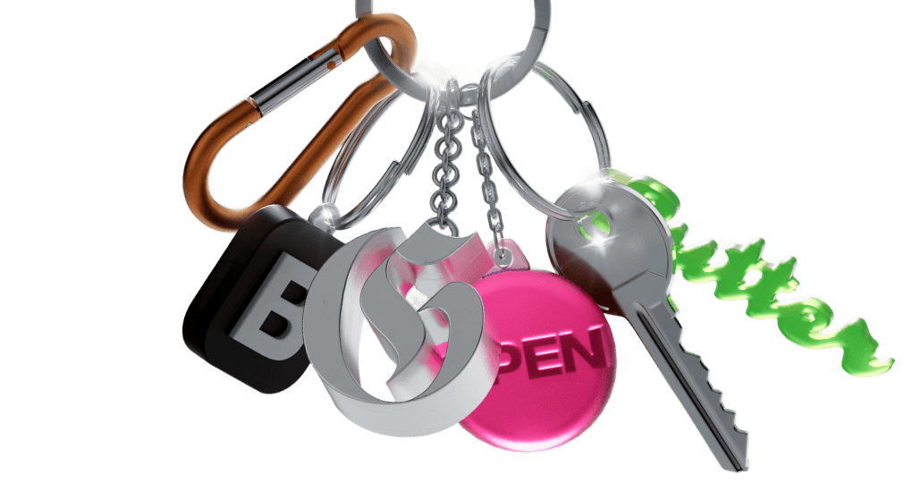 Keychain with butter branded charms